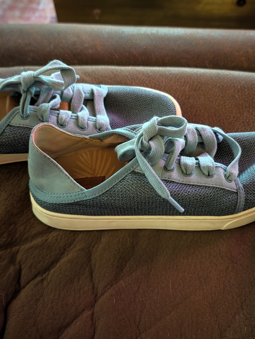 OluKai Light Blue Low-Top Lace-Up Sneakers
